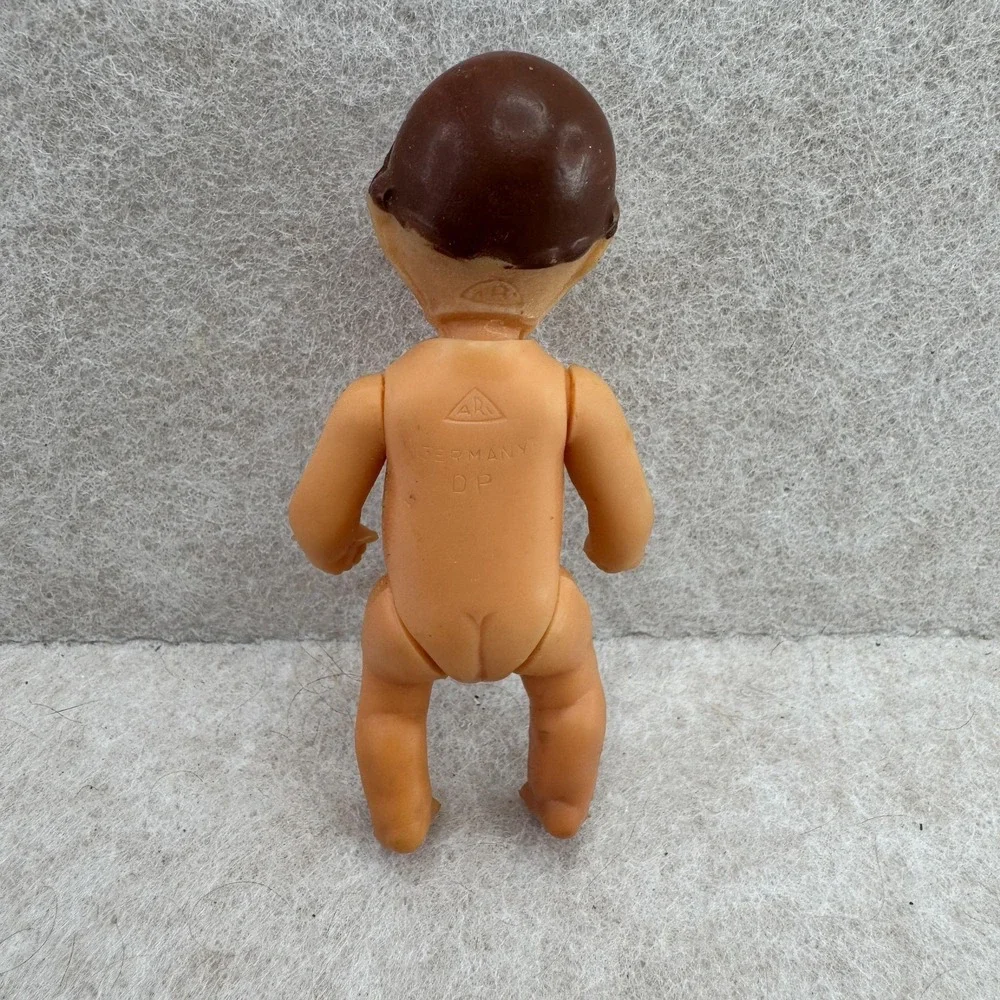 VTG 60s Ari Doll 4in Rubber Plastic Baby Boy Doll Brown Hair Blue‎ Eyes Germany